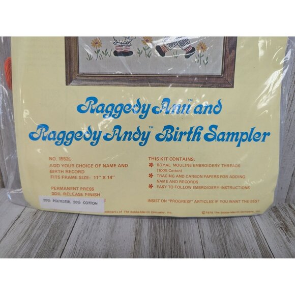 Raggedy Ann & Andy Birth Sampler Kit By Tobin - Picture 4 of 5